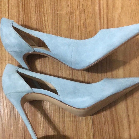 Nine West light blue suede‎ look cutout Favon pump heels size 12 brand new - Picture 10 of 14